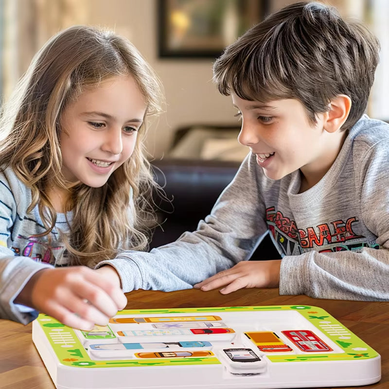 Children's car moving and exiting magnetic parking lot maze game, Montessori logical thinking challenge, intelligence clearance, educational toy