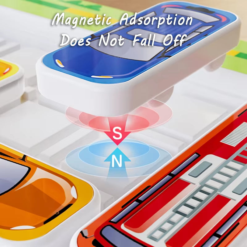 Children's car moving and exiting magnetic parking lot maze game, Montessori logical thinking challenge, intelligence clearance, educational toy