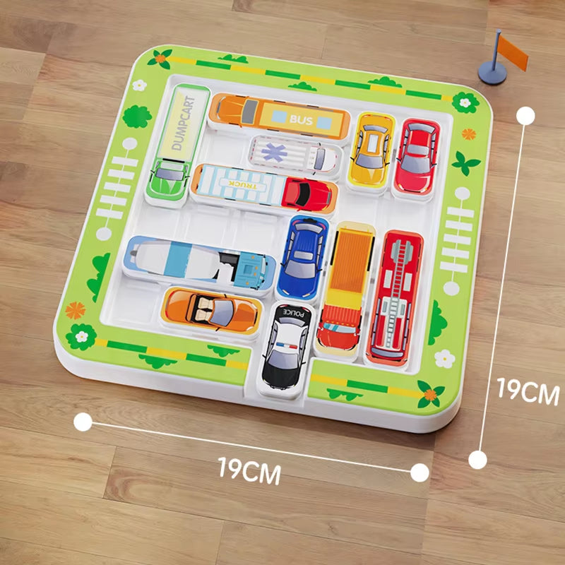 Children's car moving and exiting magnetic parking lot maze game, Montessori logical thinking challenge, intelligence clearance, educational toy