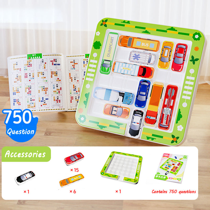 Children's car moving and exiting magnetic parking lot maze game, Montessori logical thinking challenge, intelligence clearance, educational toy