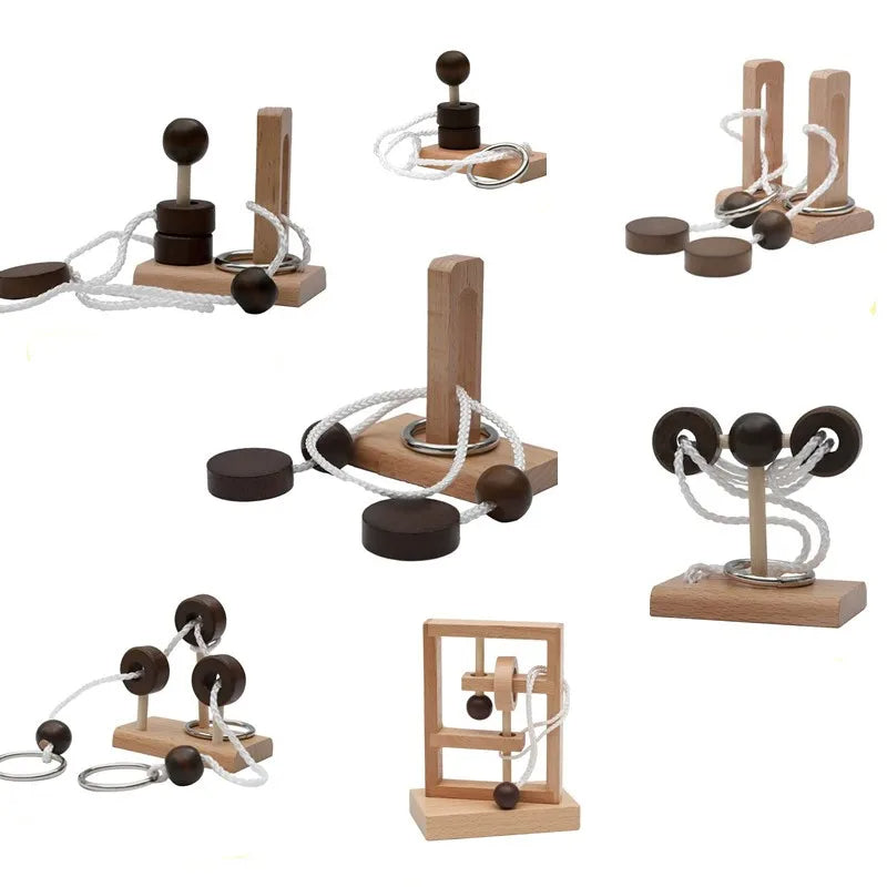 Wooden topological untie rope toys, Montessori teaching aids