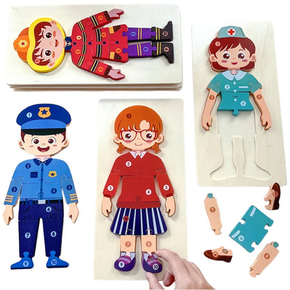 Baby character cognitive puzzle，Montessori early education toys are suitable for babies aged 1.5 to 3 years old