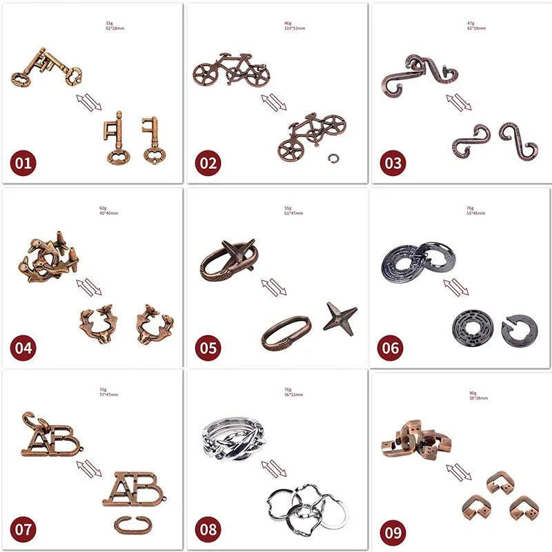 Puzzle Metal Fidget Toys，Alloy intelligence unlocking toys