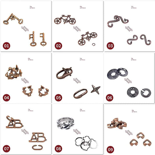 Puzzle Metal Fidget Toys，Alloy intelligence unlocking toys