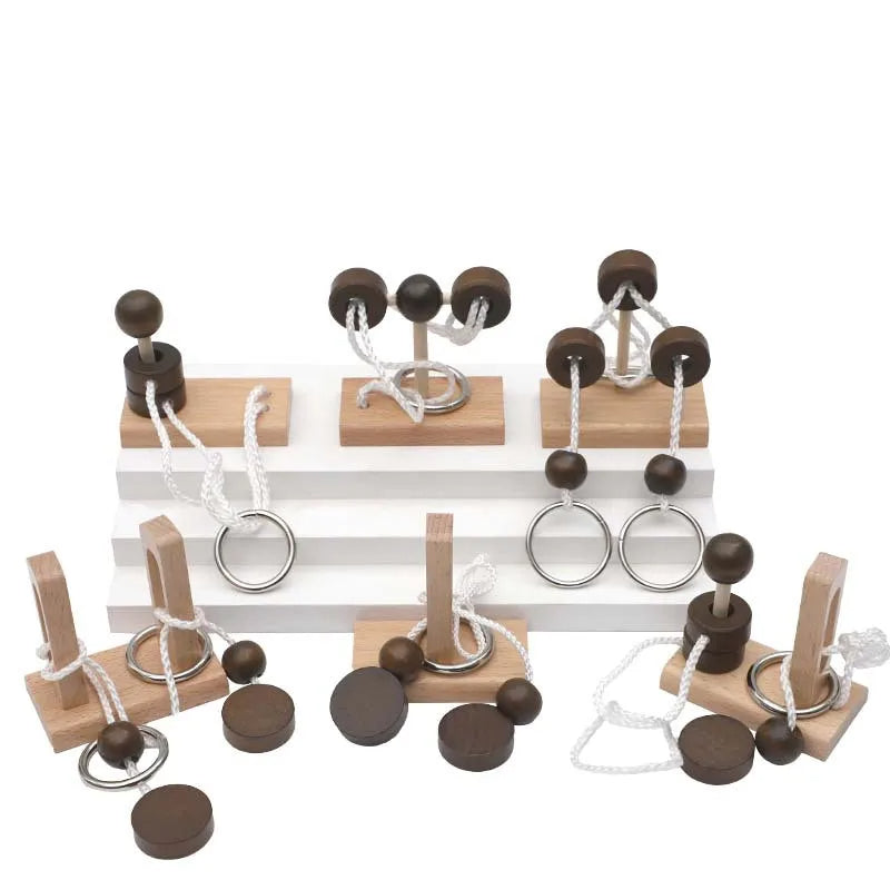 Wooden topological untie rope toys, Montessori teaching aids