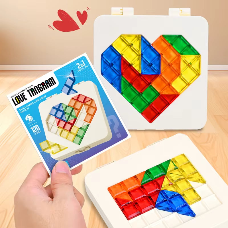 IQ Heart Shaped Jigsaw Puzzle Game 120 Levels Challenge Board Game Children's Intelligence Development Learning Toy