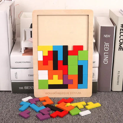 Wooden Tetris Puzzle Children's educational toy puzzles