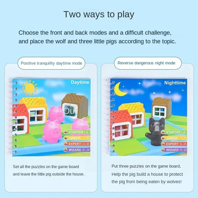 The story of the three little pigs puzzle game，Three Little Pigs Smart Hide Seek Board Games