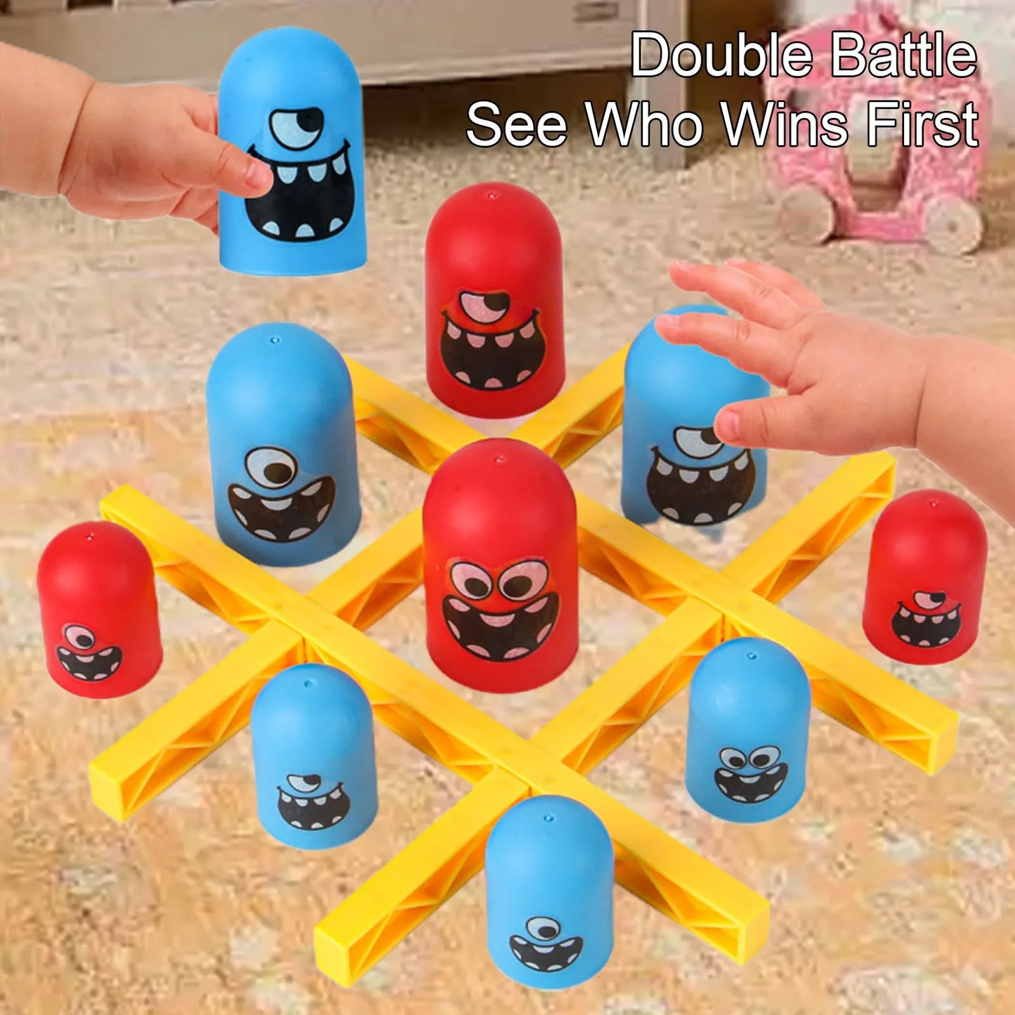 A different tic-tac-toe game, where large pieces can eat small pieces, a parent-child interactive toy
