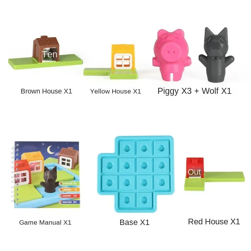 The story of the three little pigs puzzle game，Three Little Pigs Smart Hide Seek Board Games