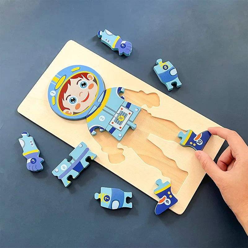 Baby character cognitive puzzle，Montessori early education toys are suitable for babies aged 1.5 to 3 years old