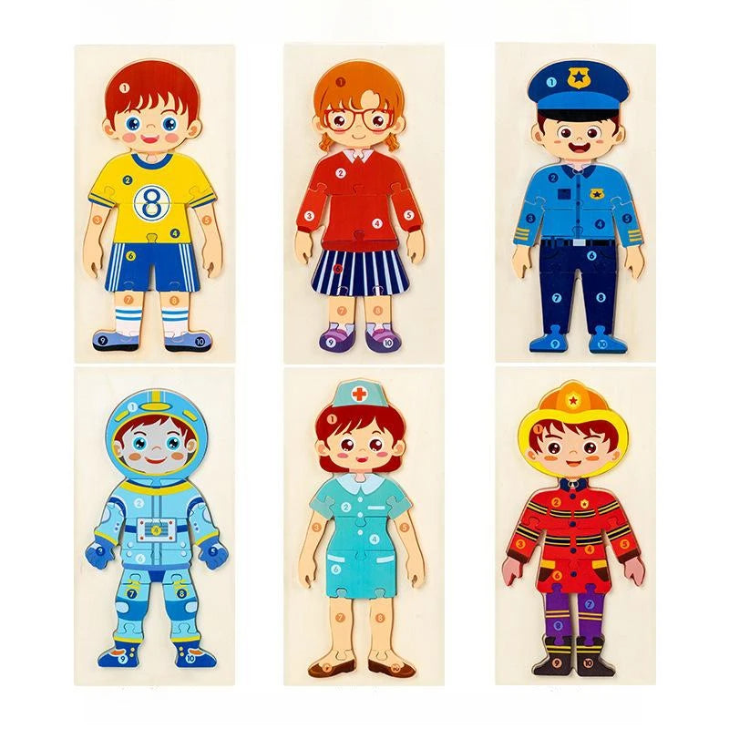 Baby character cognitive puzzle，Montessori early education toys are suitable for babies aged 1.5 to 3 years old