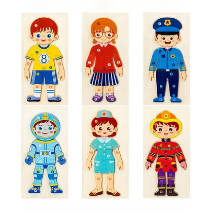 Baby character cognitive puzzle，Montessori early education toys are suitable for babies aged 1.5 to 3 years old