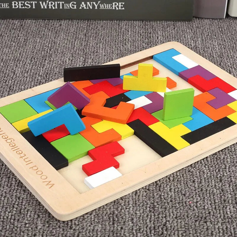 Wooden Tetris Puzzle Children's educational toy puzzles