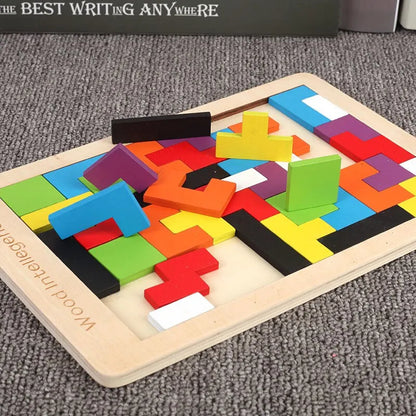 Wooden Tetris Puzzle Children's educational toy puzzles