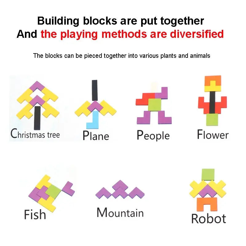 Wooden Tetris Puzzle Children's educational toy puzzles