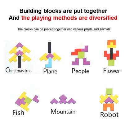 Wooden Tetris Puzzle Children's educational toy puzzles