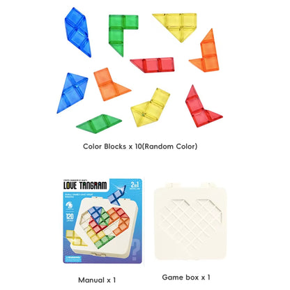 IQ Heart Shaped Jigsaw Puzzle Game 120 Levels Challenge Board Game Children's Intelligence Development Learning Toy