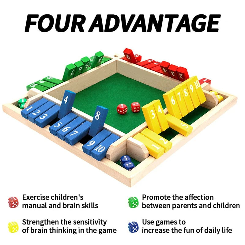 Four-Sided Flip Card Games，Wooden intelligence digital toys