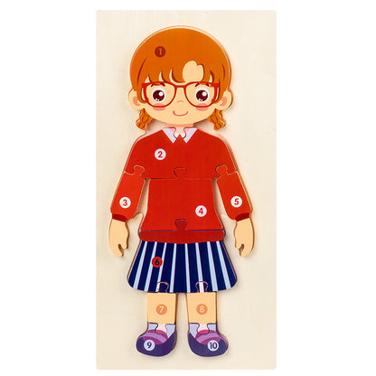 Baby character cognitive puzzle，Montessori early education toys are suitable for babies aged 1.5 to 3 years old