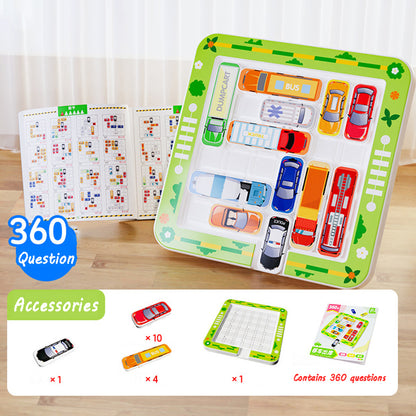 Children's car moving and exiting magnetic parking lot maze game, Montessori logical thinking challenge, intelligence clearance, educational toy