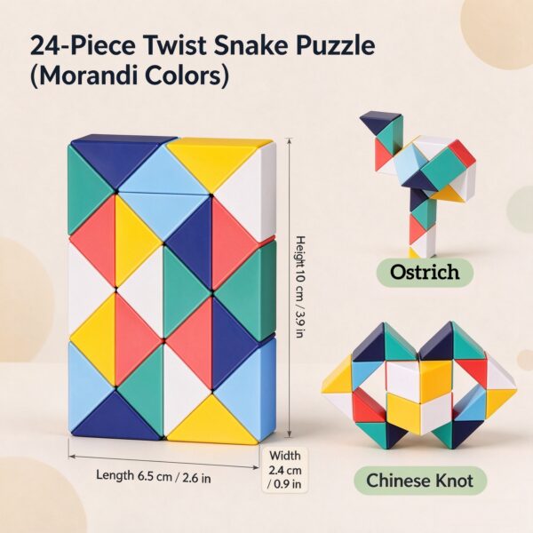Twist Snake Puzzle – Morandi, Macaron & Rainbow Series (24–72 Segments)