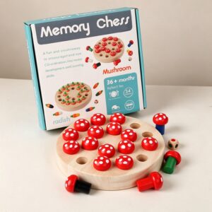 Wooden Memory Match Game – Mushroom & Carrot