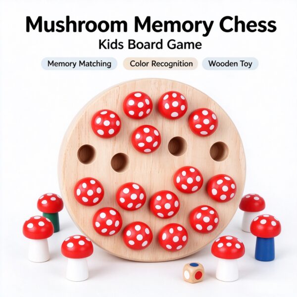 Wooden Mushroom Memory Game
